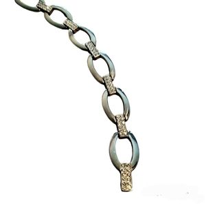 5/25 Silver metal buckle belt with Rhinestones 33"